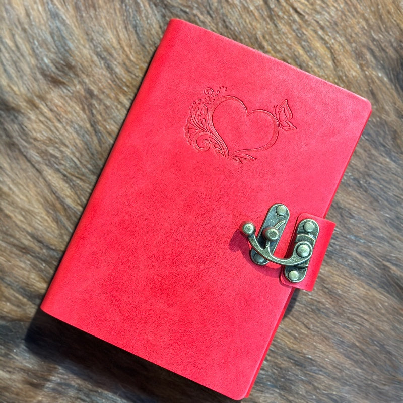 Enchanting Butterfly Love Heart Refillable Journal with Secure Hook Lock – Handcrafted Elegance for Every Thought
