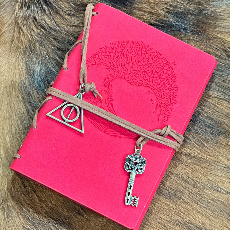 Timeless Elegance: Vegan Leather Bound Journal with Refillable Binding and Tree of Life Embossing