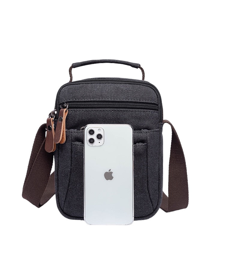 Travel-Size Crossbody Canvas Bag with Multiple Compartments: Organise On-the-Go