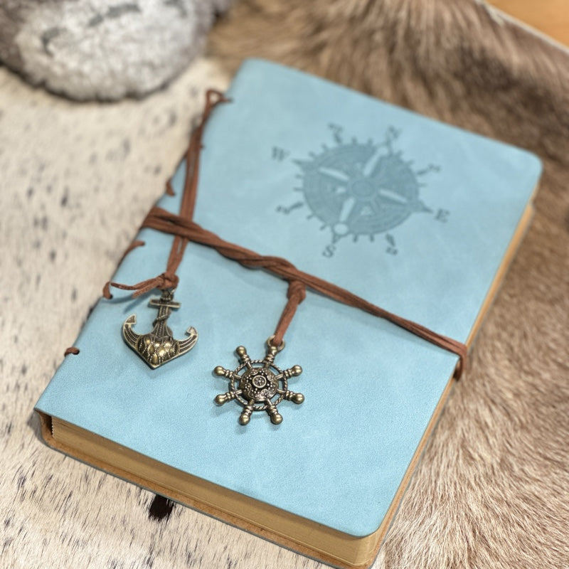Vintage Wanderlust Compass Journal with Recycled Paper