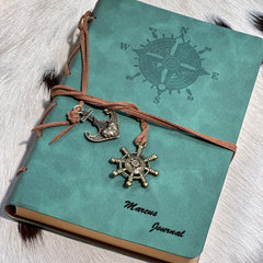 Vintage Wanderlust Compass Journal with Recycled Paper