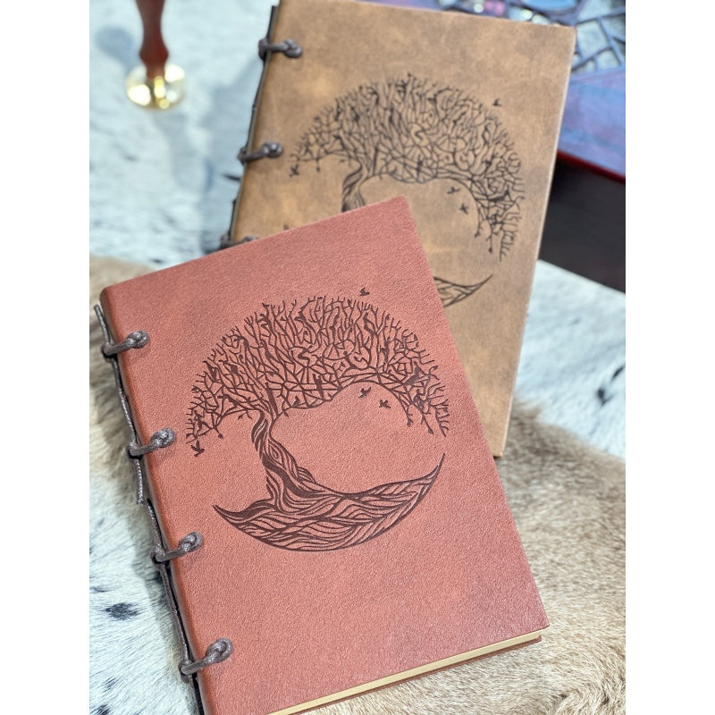 Sustainable Elegance: Handcrafted Tree of Life Vegan Leather Journal with Recycled Paper