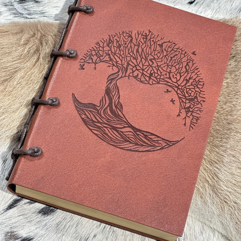 Sustainable Elegance: Handcrafted Tree of Life Vegan Leather Journal with Recycled Paper