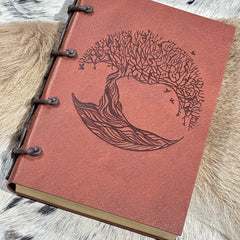 Sustainable Elegance: Handcrafted Tree of Life Vegan Leather Journal with Recycled Paper