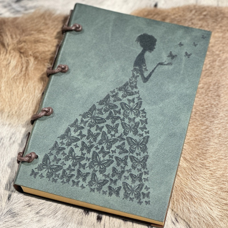 Enchanting Butterfly Girl Handmade Journal with Thick Recycled Pages - Unleash Your Creativity