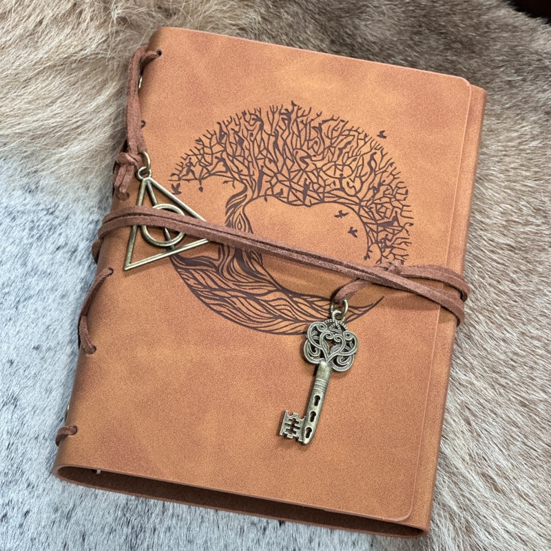 Timeless Elegance: Vegan Leather Bound Journal with Refillable Binding and Tree of Life Embossing