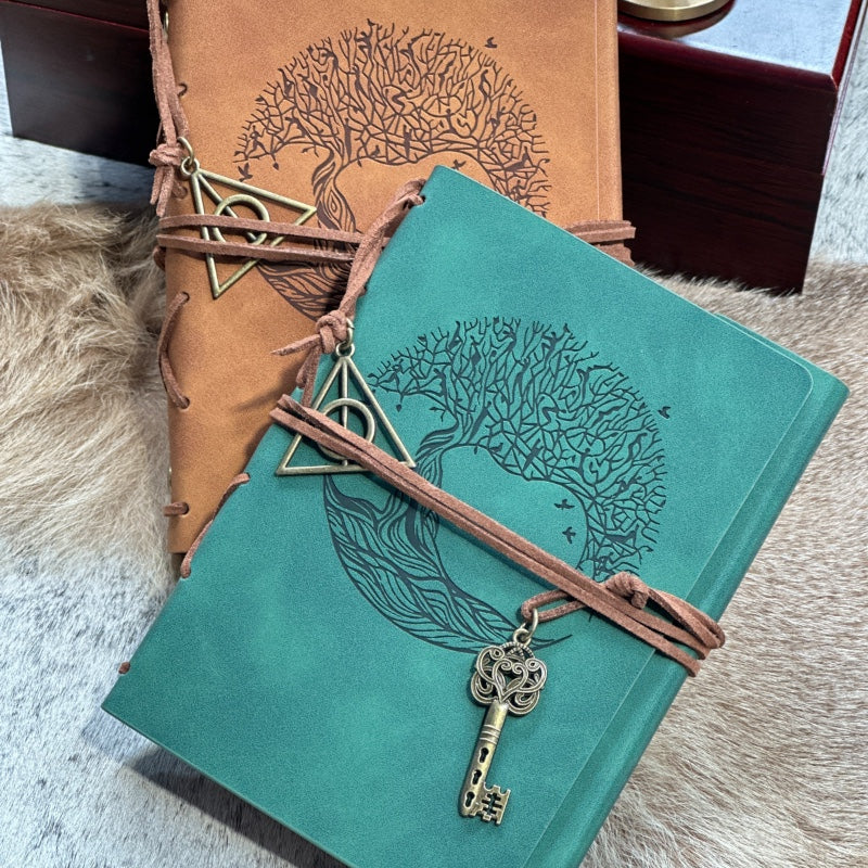 Timeless Elegance: Vegan Leather Bound Journal with Refillable Binding and Tree of Life Embossing
