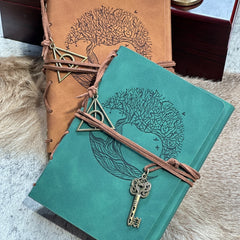 Timeless Elegance: Vegan Leather Bound Journal with Refillable Binding and Tree of Life Embossing