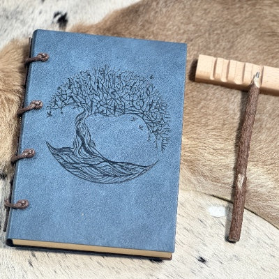 Sustainable Elegance: Handcrafted Tree of Life Vegan Leather Journal with Recycled Paper