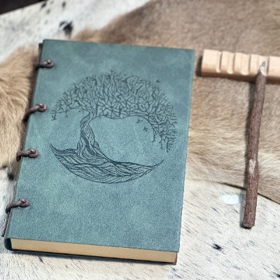 Sustainable Elegance: Handcrafted Tree of Life Vegan Leather Journal with Recycled Paper
