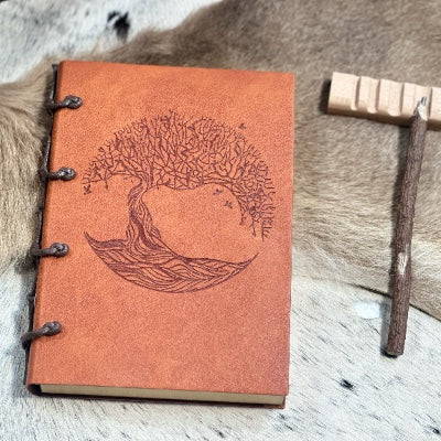 Sustainable Elegance: Handcrafted Tree of Life Vegan Leather Journal with Recycled Paper