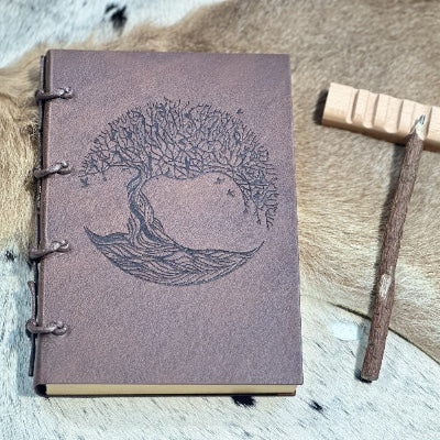 Sustainable Elegance: Handcrafted Tree of Life Vegan Leather Journal with Recycled Paper