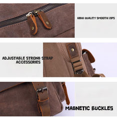 Vintage-Inspired Waxed Canvas & Leather Backpack: Timeless Style for Modern Adventures