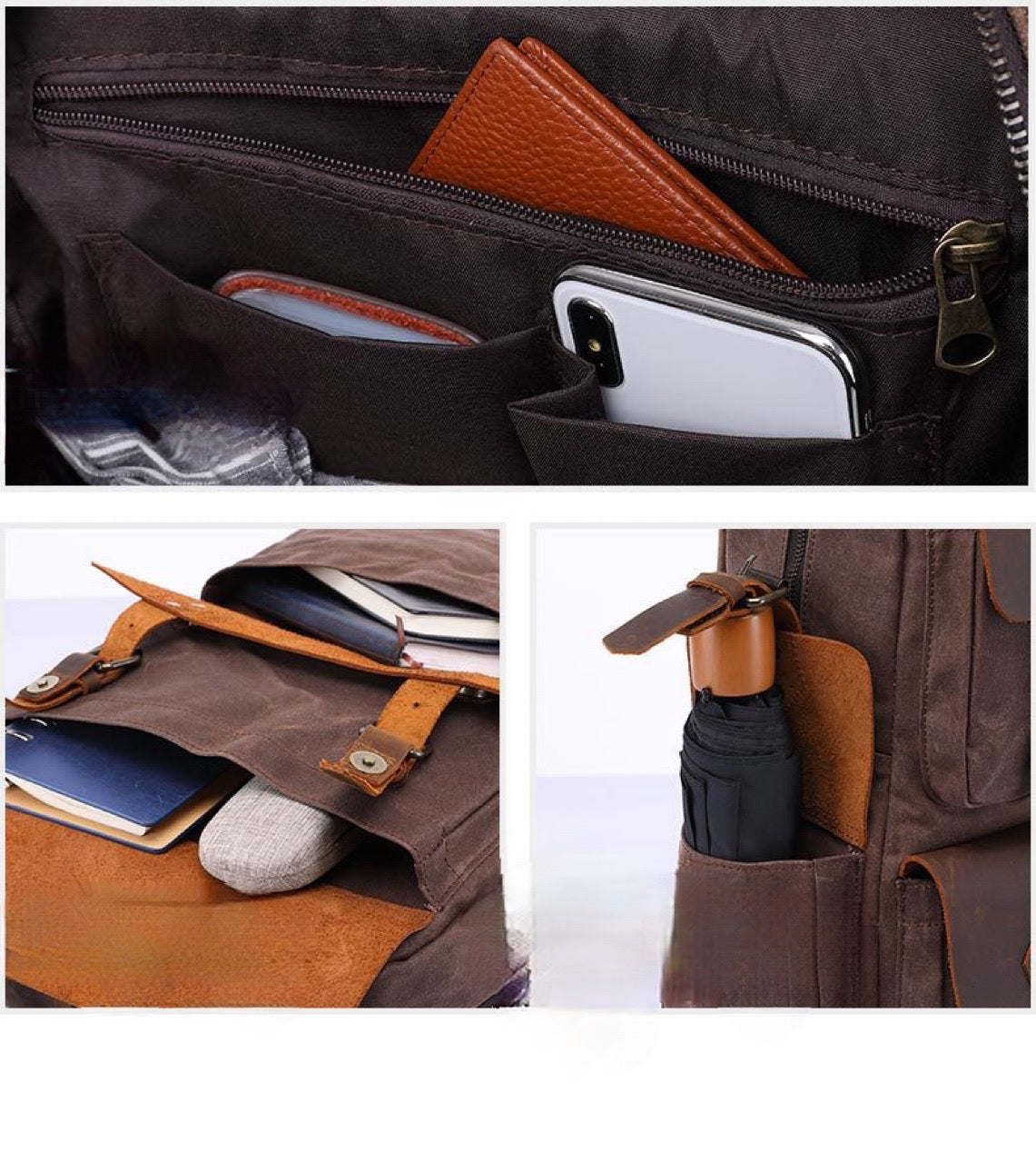 Vintage-Inspired Waxed Canvas & Leather Backpack: Timeless Style for Modern Adventures