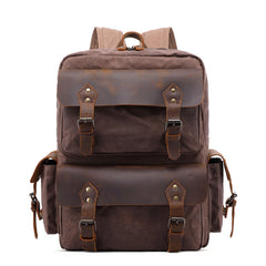 Vintage-Inspired Waxed Canvas & Leather Backpack: Timeless Style for Modern Adventures