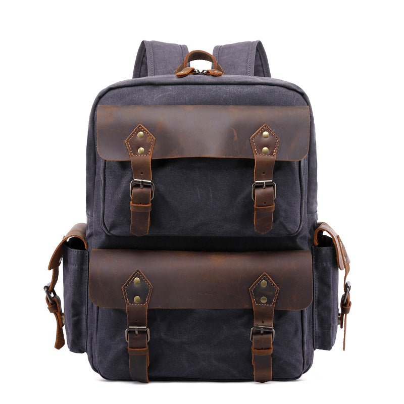 Vintage-Inspired Waxed Canvas & Leather Backpack: Timeless Style for Modern Adventures