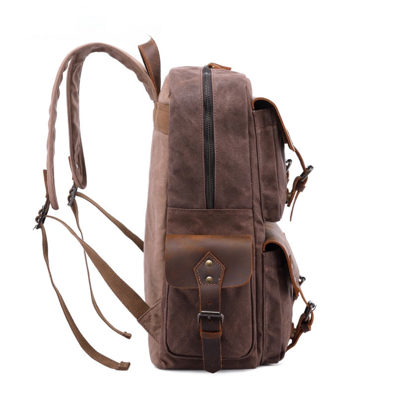 Vintage-Inspired Waxed Canvas & Leather Backpack: Timeless Style for Modern Adventures
