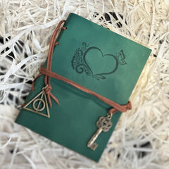 Small Vegan Leather Bound Journal with Enchanting Butterfly Love Heart Design – Elegance Meets Ethical Luxury