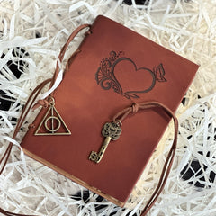 Small Vegan Leather Bound Journal with Enchanting Butterfly Love Heart Design – Elegance Meets Ethical Luxury