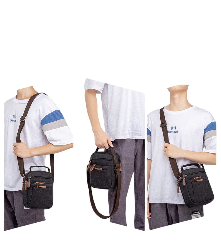 Travel-Size Crossbody Canvas Bag with Multiple Compartments: Organise On-the-Go
