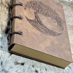 Sustainable Elegance: Handcrafted Tree of Life Vegan Leather Journal with Recycled Paper