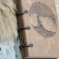 Sustainable Elegance: Handcrafted Tree of Life Vegan Leather Journal with Recycled Paper