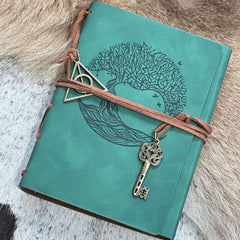 Timeless Elegance: Vegan Leather Bound Journal with Refillable Binding and Tree of Life Embossing