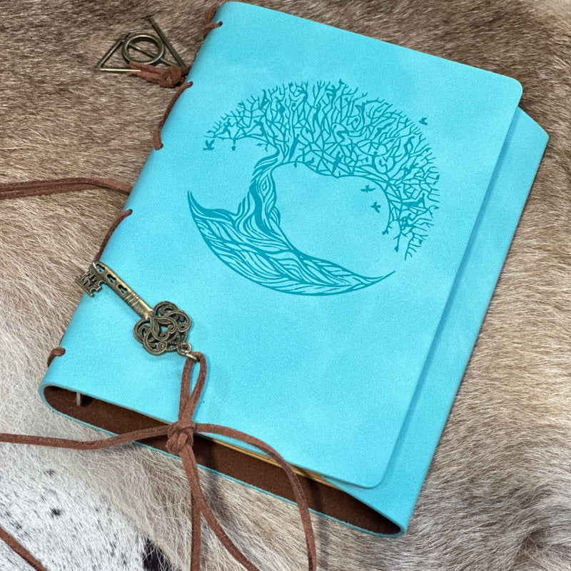 Timeless Elegance: Vegan Leather Bound Journal with Refillable Binding and Tree of Life Embossing