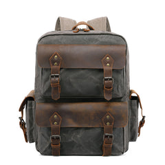 Vintage-Inspired Waxed Canvas & Leather Backpack: Timeless Style for Modern Adventures